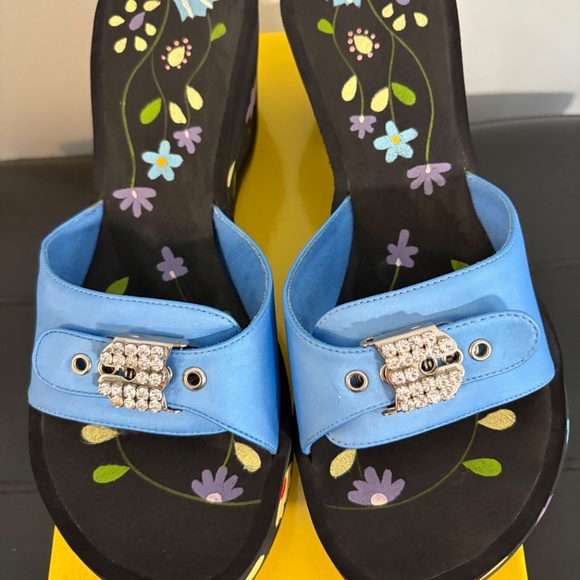 Yellow Box Y2K Blue Chunky Sandals so 8.5 Womens NIB - Picture 2 of 6